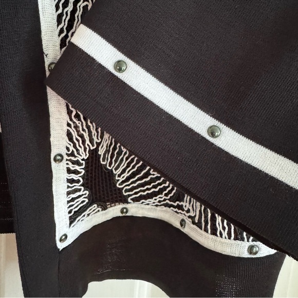 Ming Wang Floral Embroidered Knit Jacket Black and White Size L - Picture 8 of 15